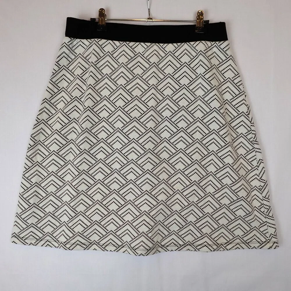 Gilli Skirt XL Stretch Black / White Geometric Pattern Pull on Comfy Preppy Work